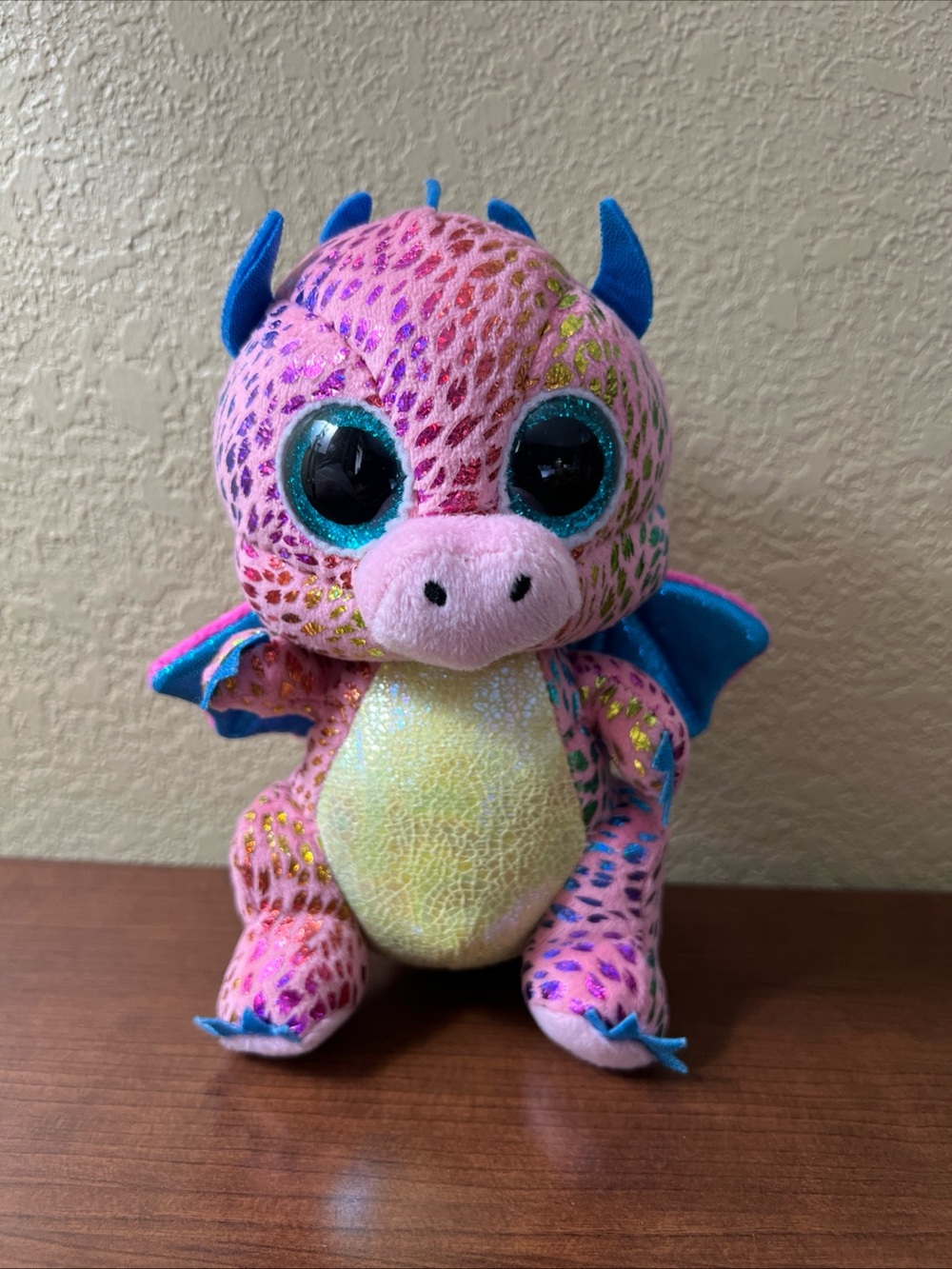 Ty Beanie Boos Flint the Pink Dragon, Glitter Eyes Plush Stuffed Animal Toy 2023